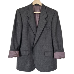 100% Wool Union Made Blazer Vintage Suit Jacket Grey Preppy Oversized Blazer
